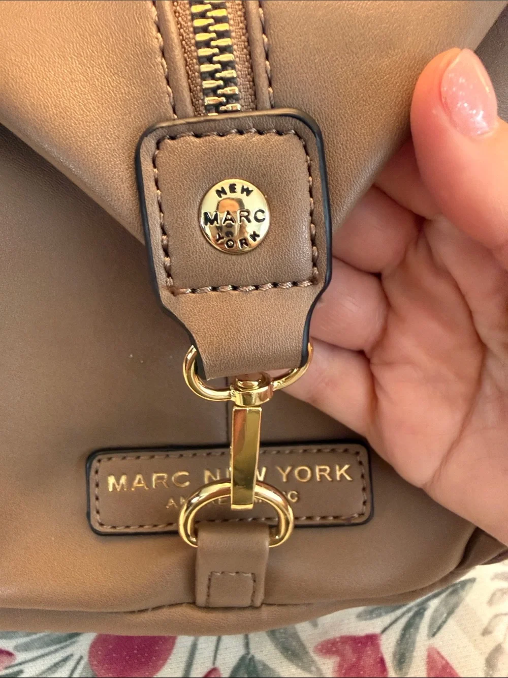 Marc New York Taupe Backpack with Gold Hardware New - Picture 2 of 3